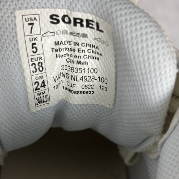 Sorel Womens sz 7 Out N About Hidden Wedge Leather Sneaker Bootie White Sea Salt - Picture 14 of 16